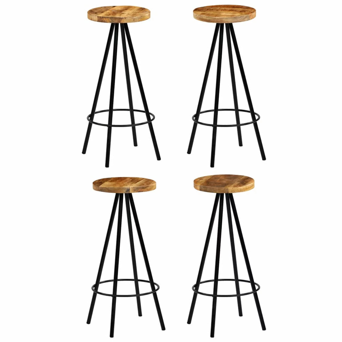 Solid Mango Wood Bar Stools 4 pcs I523429