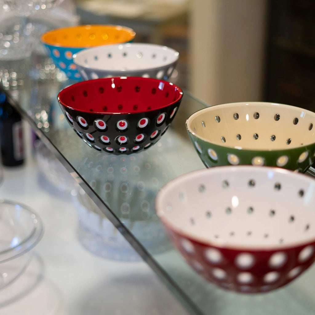 20cm Red White Transparent Bowl E683