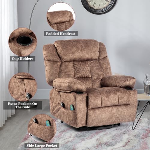 Fabric Power Lift Recliner Chair with Heat and Massage F86803