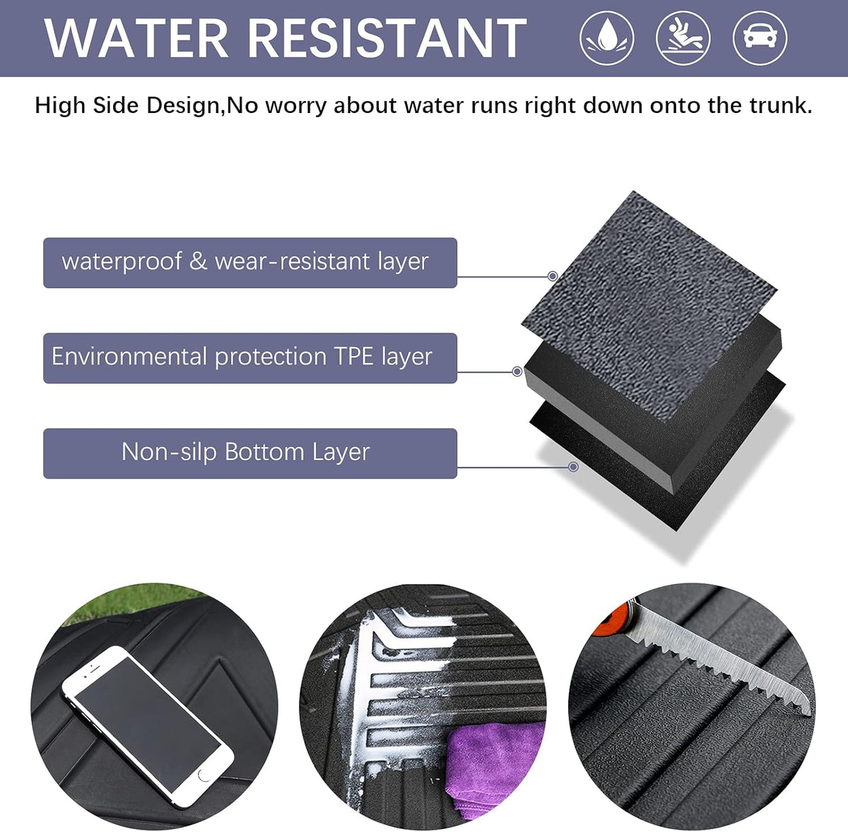 Black TPO Waterproof Rear Cargo Mat X6503