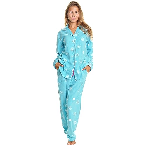 Women's Fleece Pajama Set with Notch Collar and Pockets Z9699