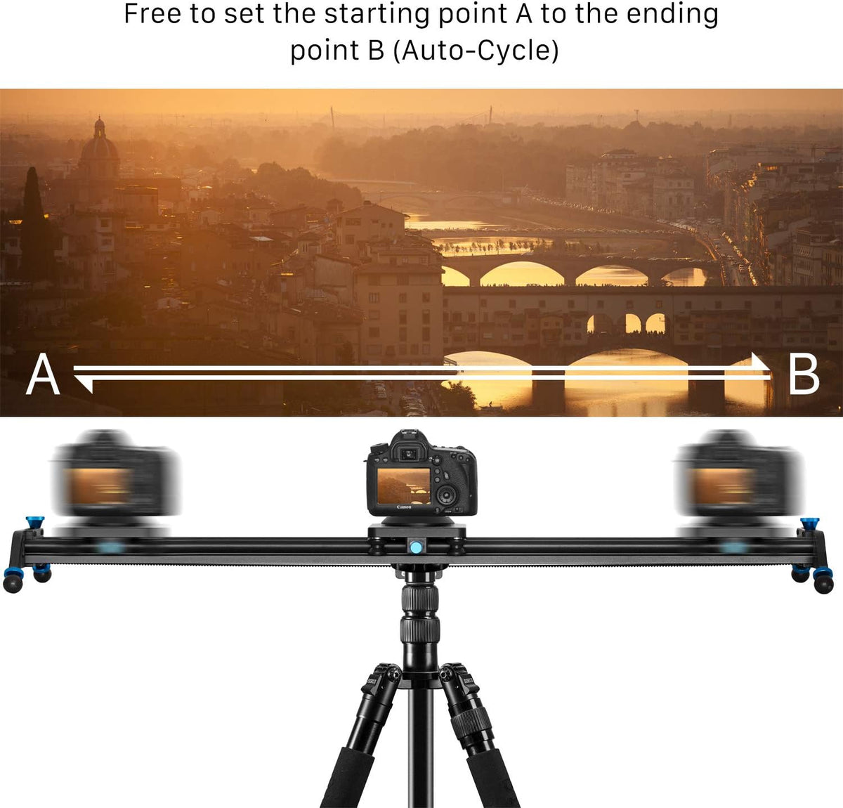 Motorized Camera Slider, 31 Aluminum Alloy Track Dolly Rail I96911