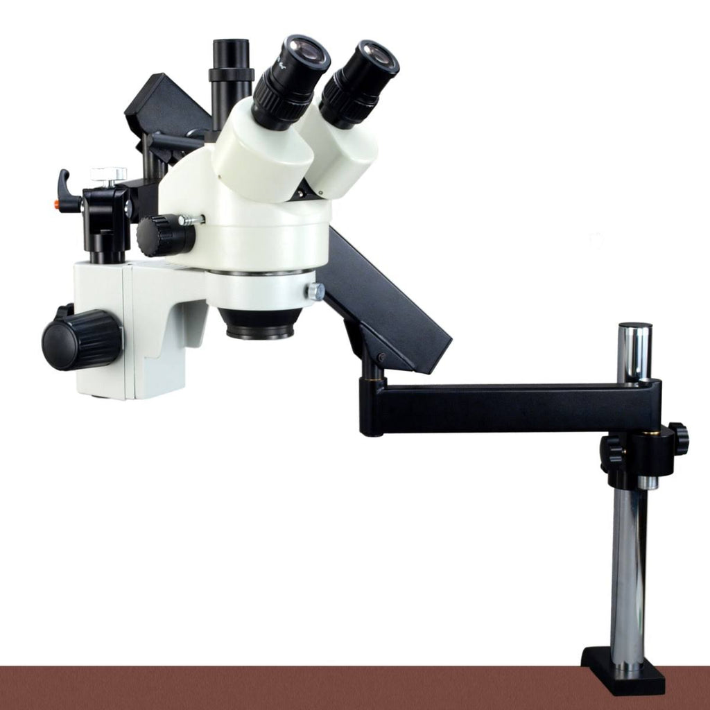 7-45X Stereo Microscope with Articulate Arm and LED Ring Light and Camera L5808