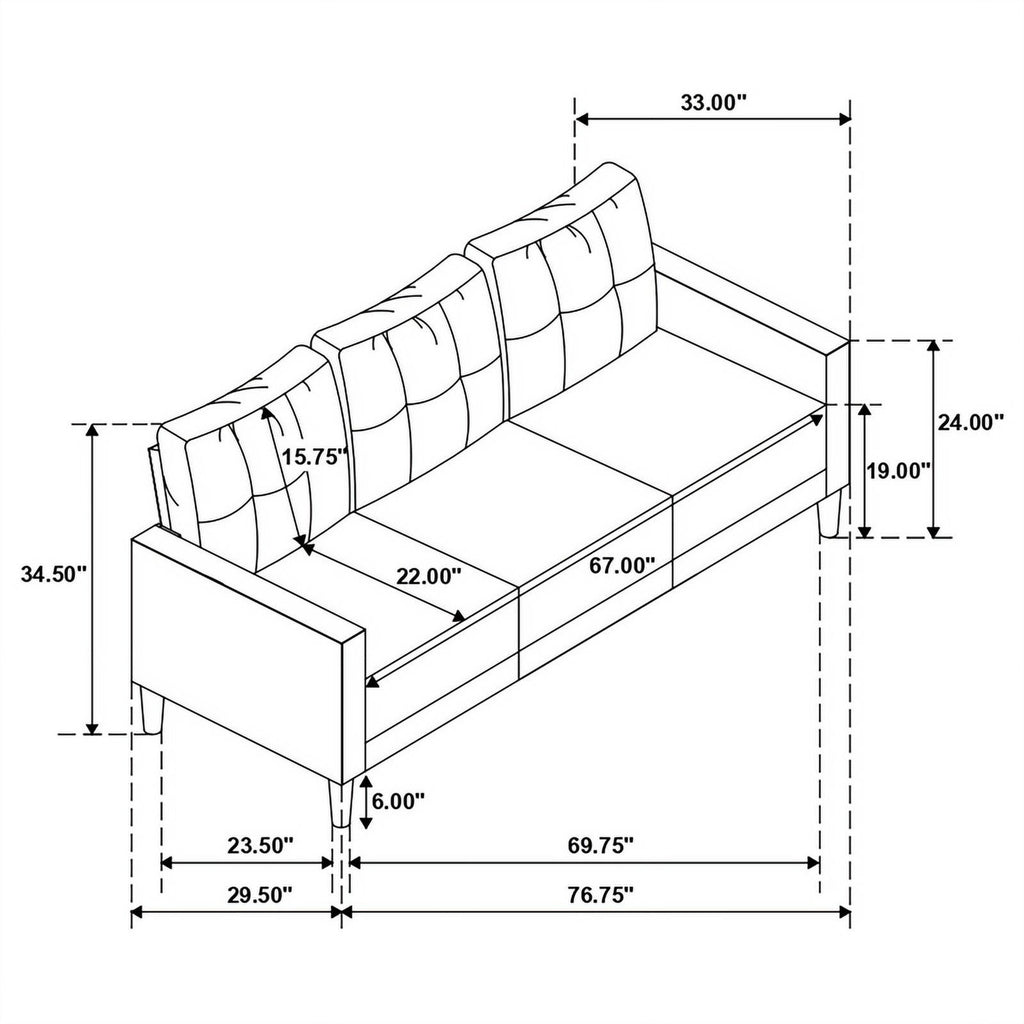 Gray Upholstered Fabric Sofa with Track Arms C42568