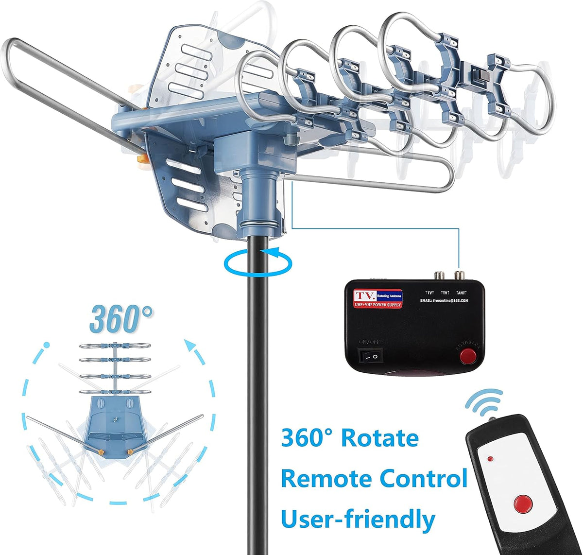 Digital Outdoor TV Antenna with Mount Pole 4K 1080p 150 Miles Range B57211