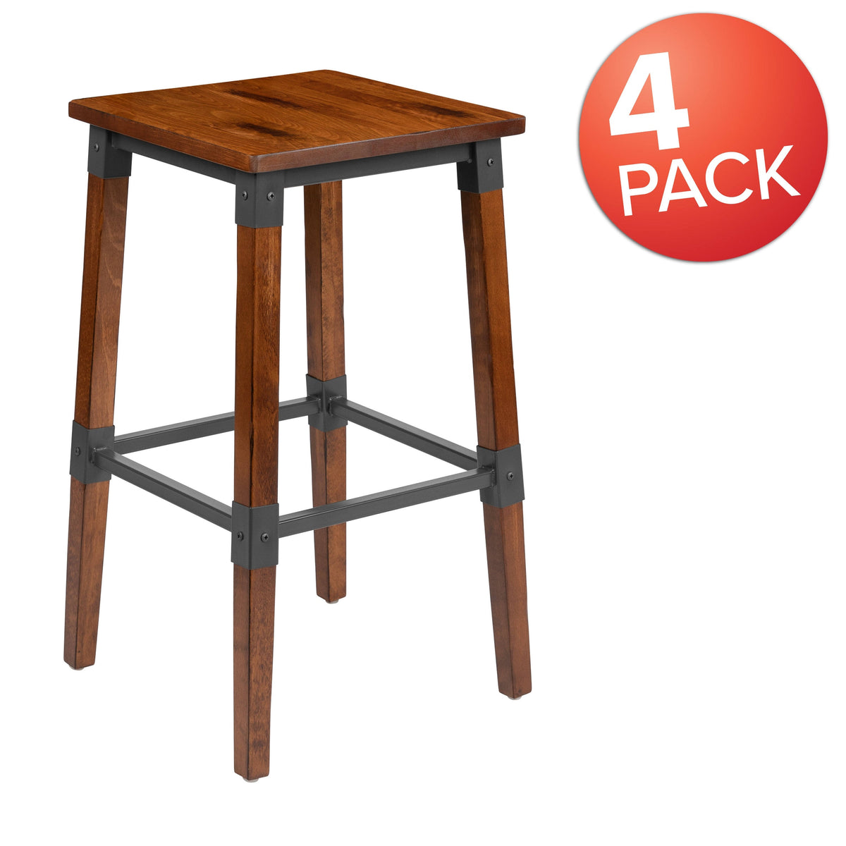 4 Pack Backless Wood Barstool J69568
