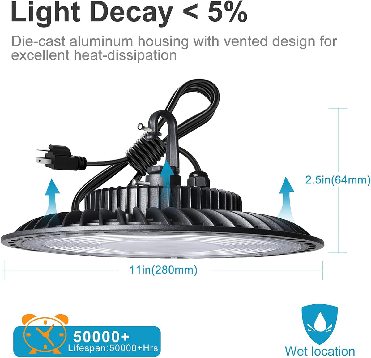 100W 5000K 14000LM LED High Bay Light 6Pack E496