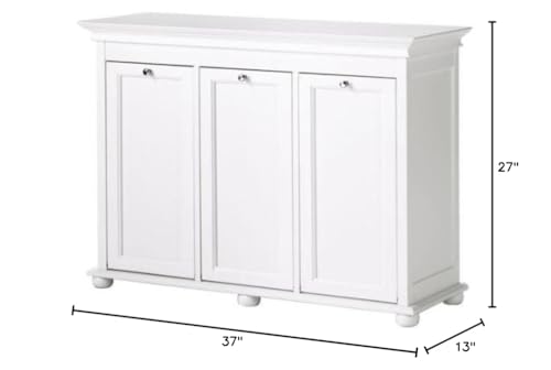 White Triple Tilt Out Bathroom Hamper P3262