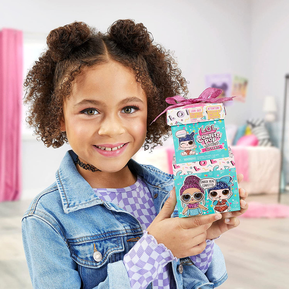 LOL Surprise! Confetti Pop Birthday Sisters doll with Lil Sister, 10 surprises, accessories, limited edition doll, present box packaging J869612