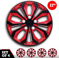 Set of 4 17 Wheel Cover Red and Black ABS B247615