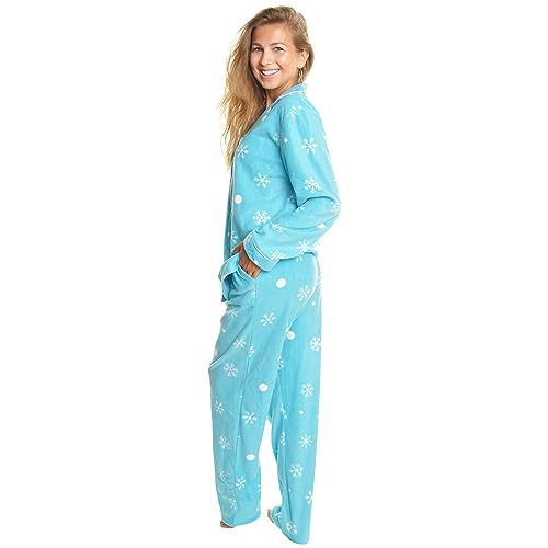 Women's Fleece Pajama Set with Notch Collar and Pockets Z9699