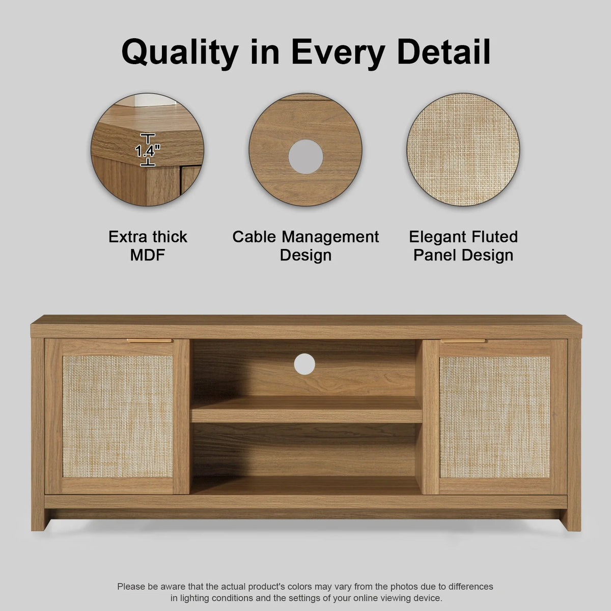 Farmhouse Rattan TV Stand, Weathered Oak D963523