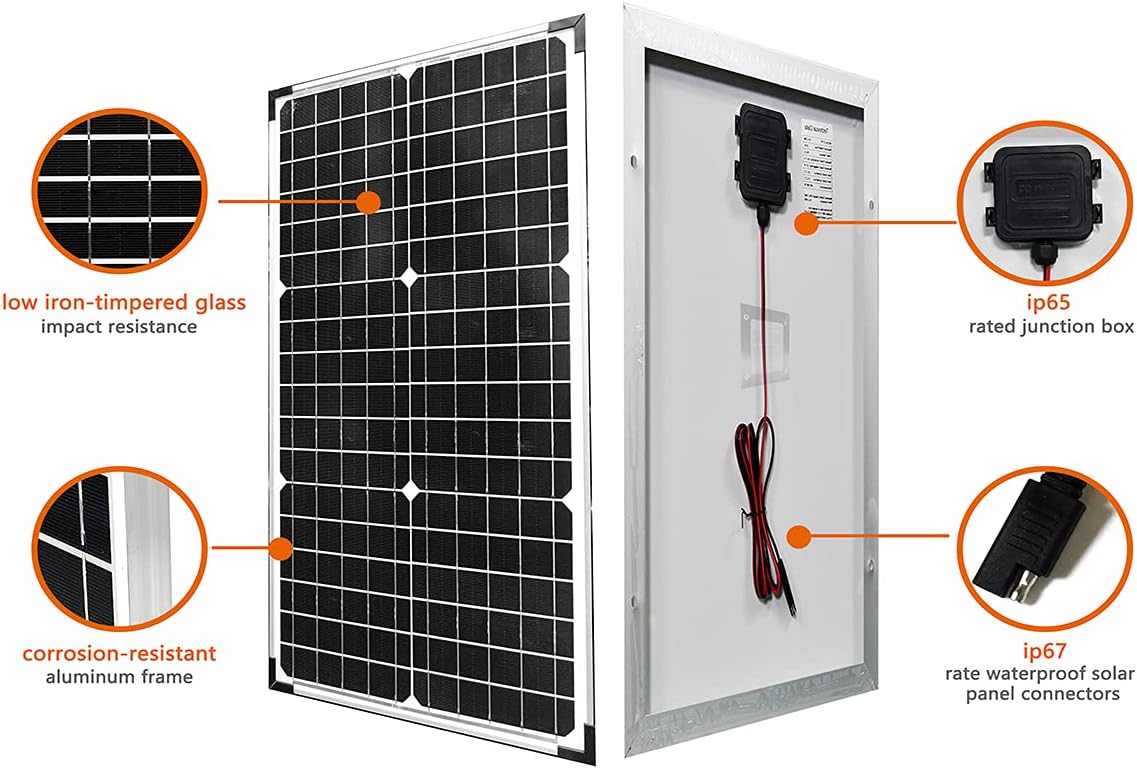 30W 12V Solar Panel with Mounting Bracket Pack of 2 P276916