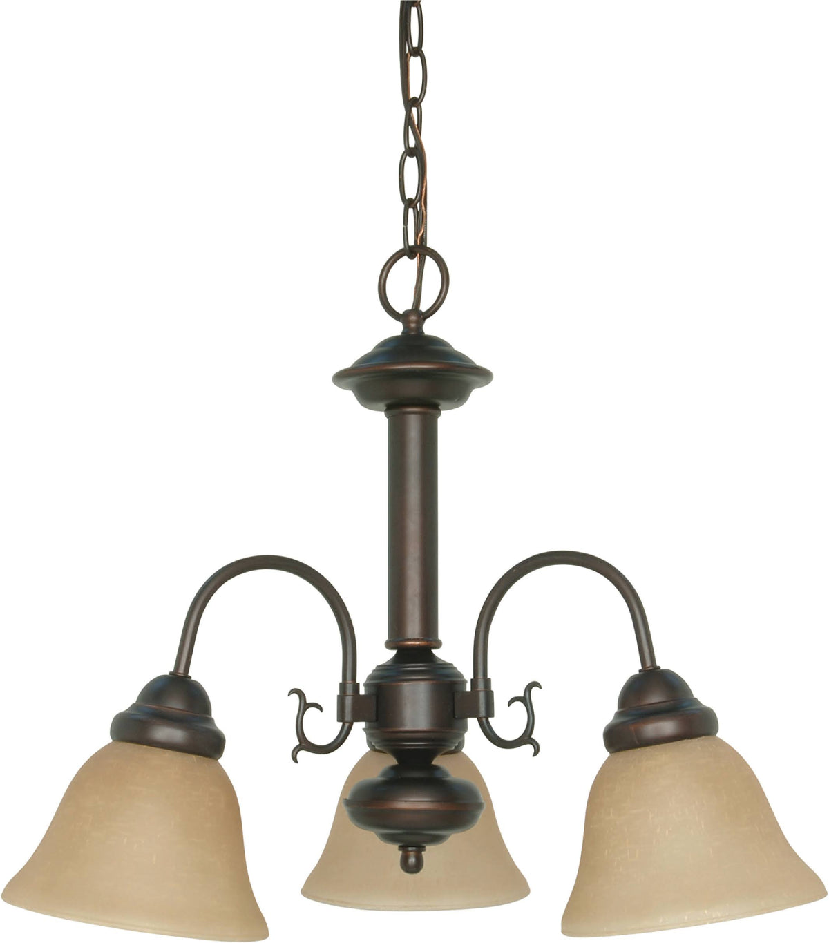3-Light Chandelier with Champagne Glass Shade, Mahogany Bronze Z7363