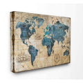 Vintage Abstract World Map Canvas Art - Black G194