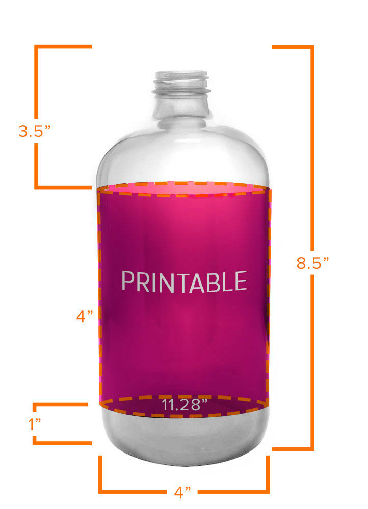32 oz Clear Glass Boston Round Growler V232