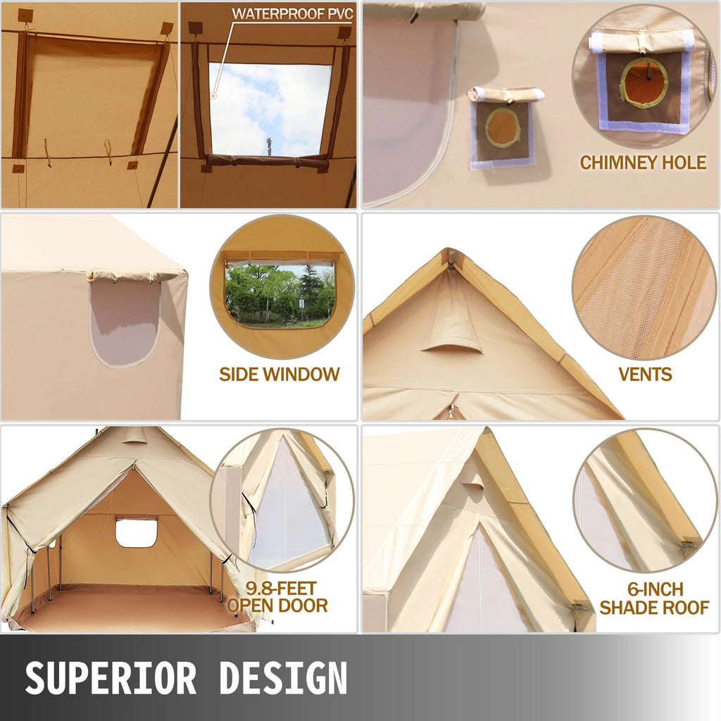 Canvas Wall Tent 10x12ft with Stove Hole P48324