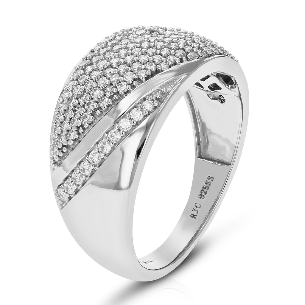 3/4 CTTW Lab Grown Diamond Wedding Band .925 Sterling Silver Prong Size 7 W309325