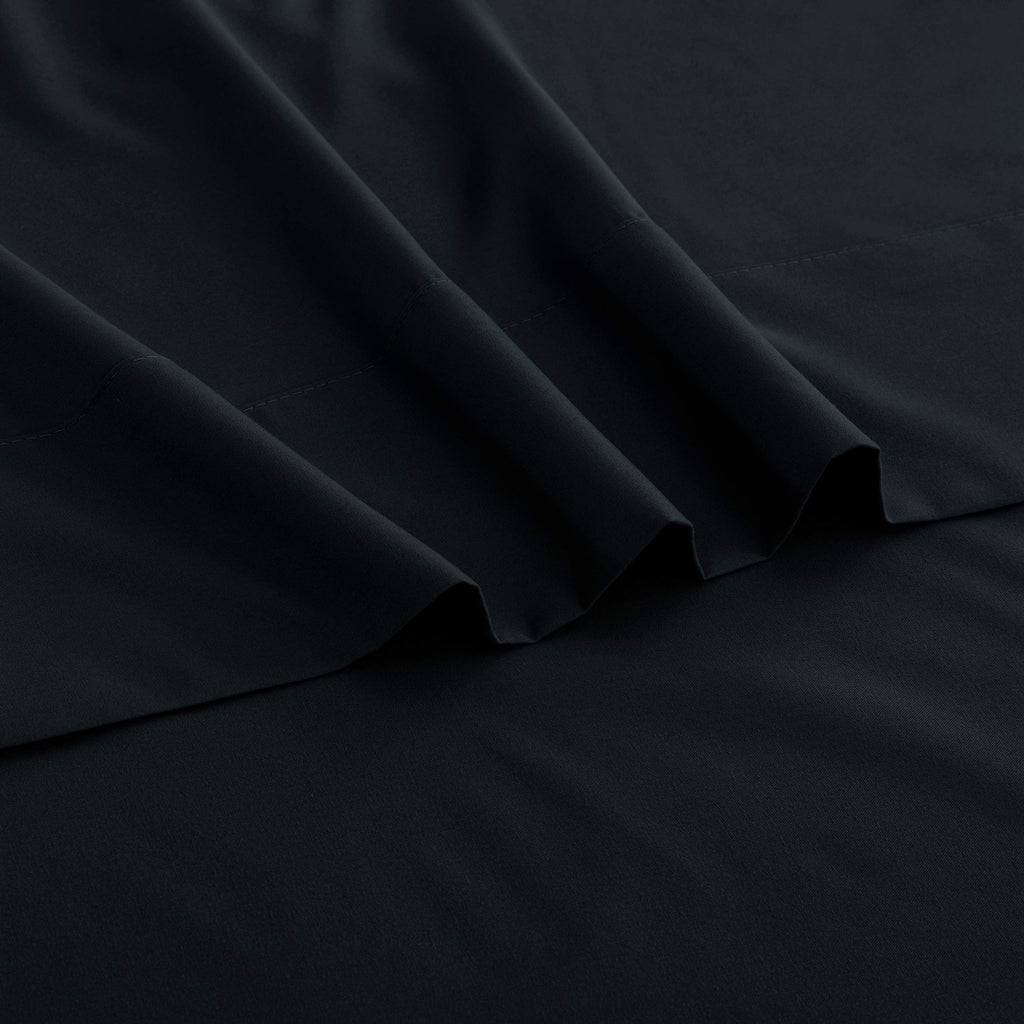 Queen Size Flat Sheet Black Microfiber A697993
