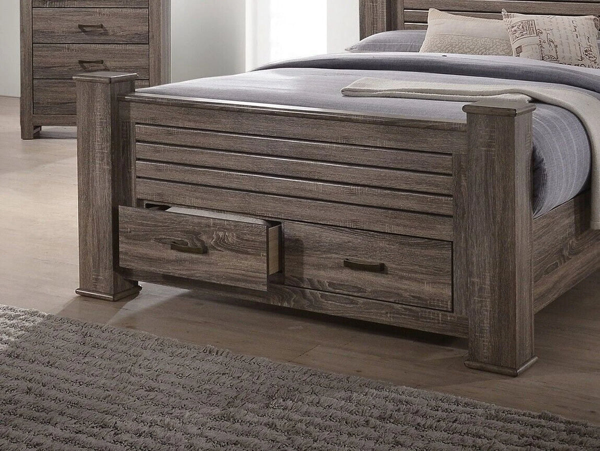 3pc Bedroom Furniture Set Natural Finish Eastern King Size Bed 2x Nightstands X4779