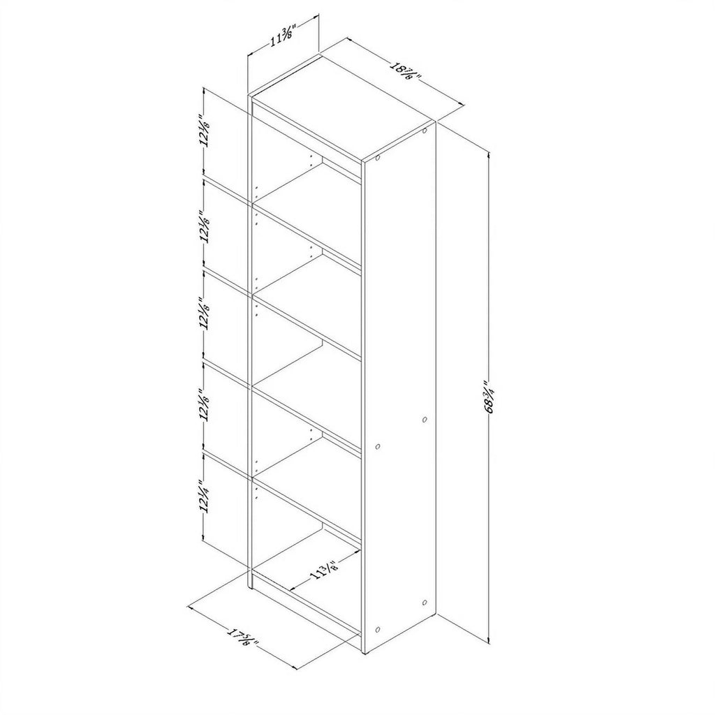 Black Desk with Keyboard Tray and 5-Shelf Narrow Bookcase Set G183068