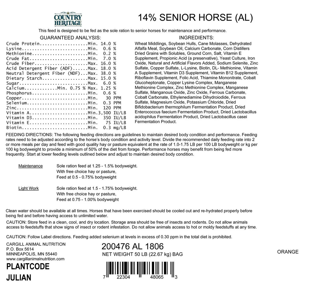 Textured Horse Feed 14% 50# X412