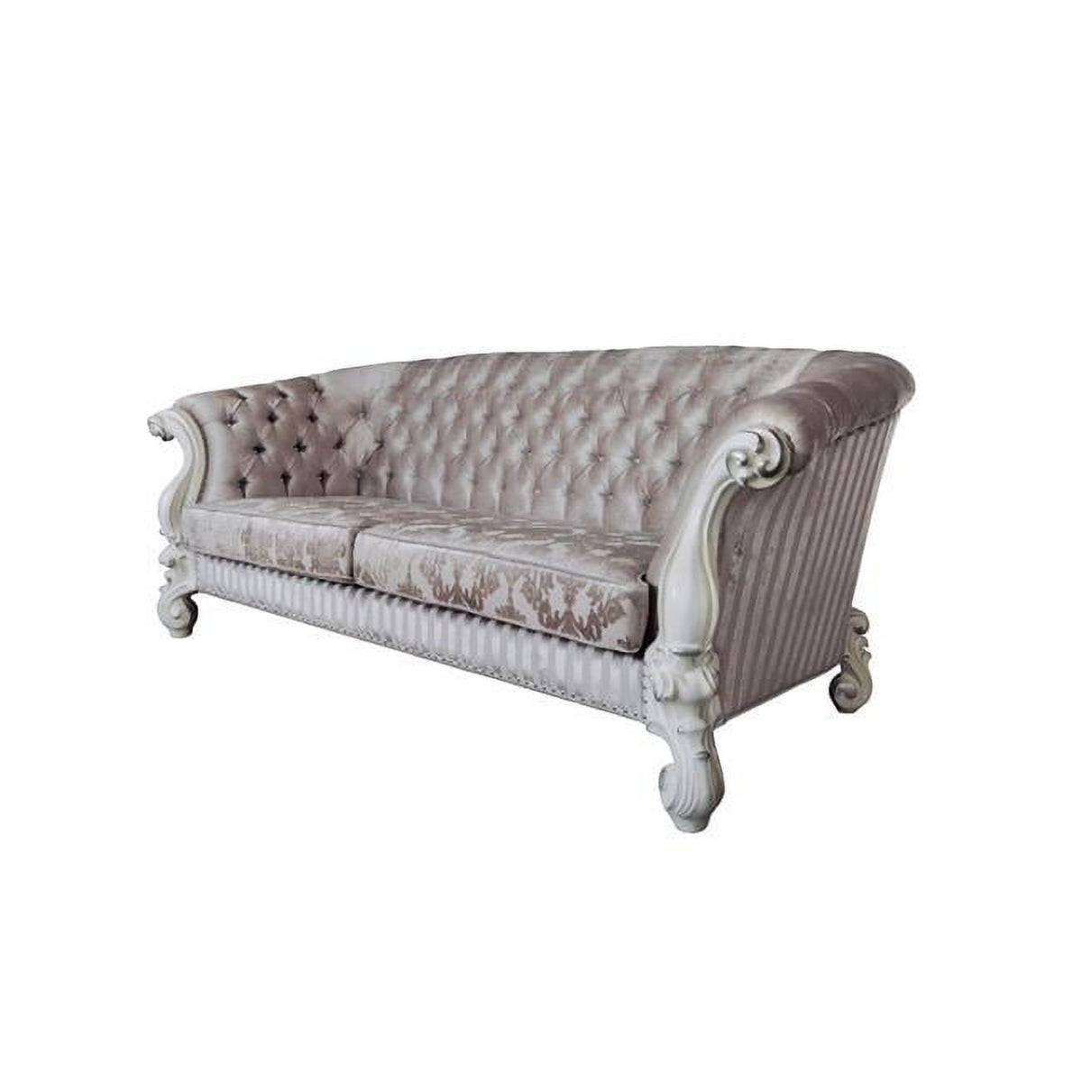 Ivory Velvet Sofa with Seven Toss Pillows E157531