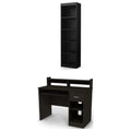 Black Desk with Keyboard Tray and 5-Shelf Narrow Bookcase Set G183068