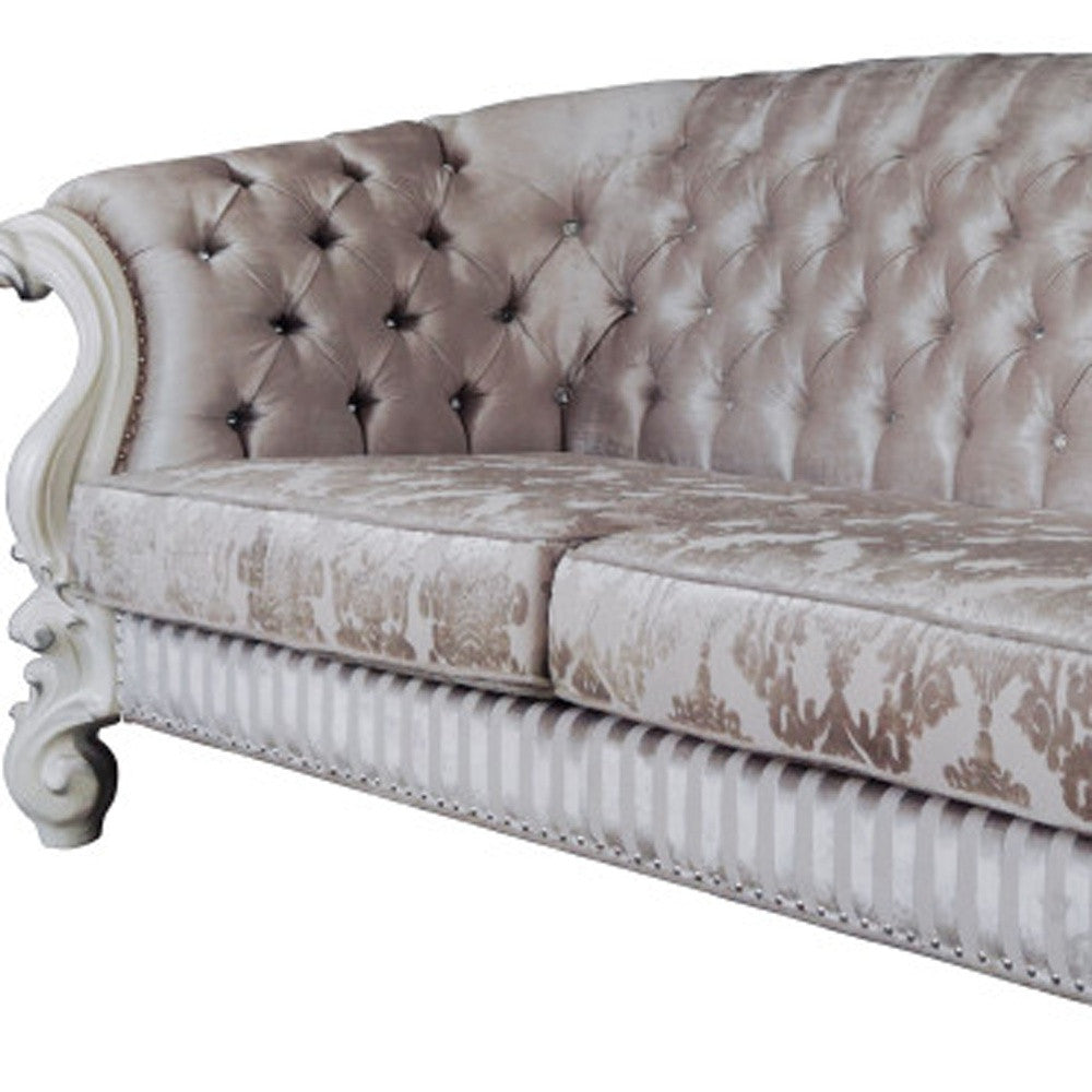 Ivory Velvet Sofa with Seven Toss Pillows E157531