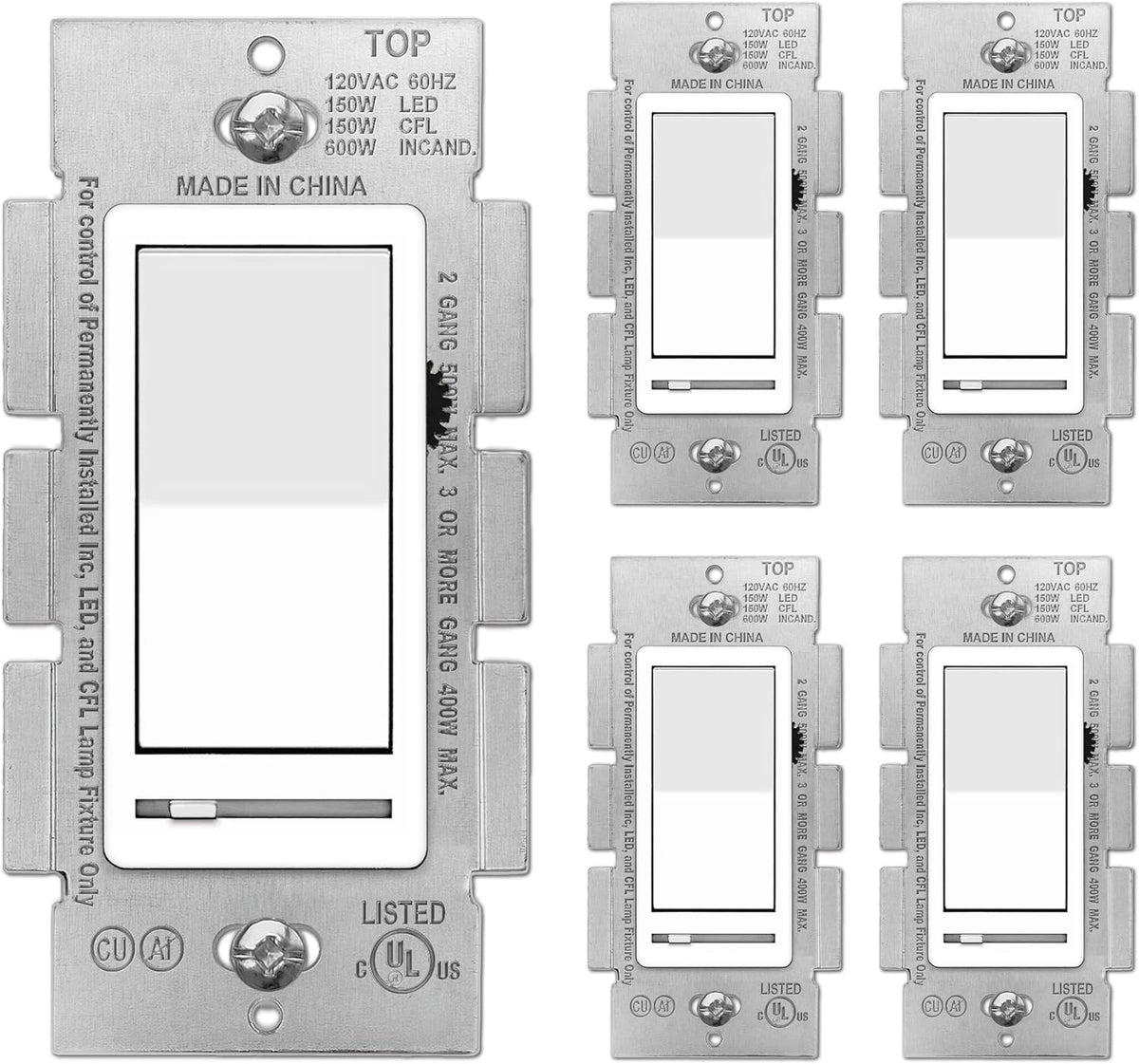 Matte Brown Dimmer Wall Light Switch, Single Pole or 3-Way, 120VAC H918034