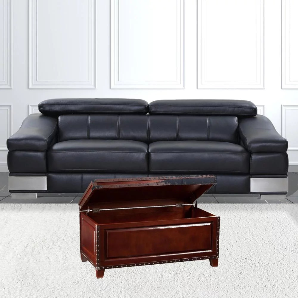 40 in. Solid Wood & Metal Rectangular Coffee Table, Brown E28914