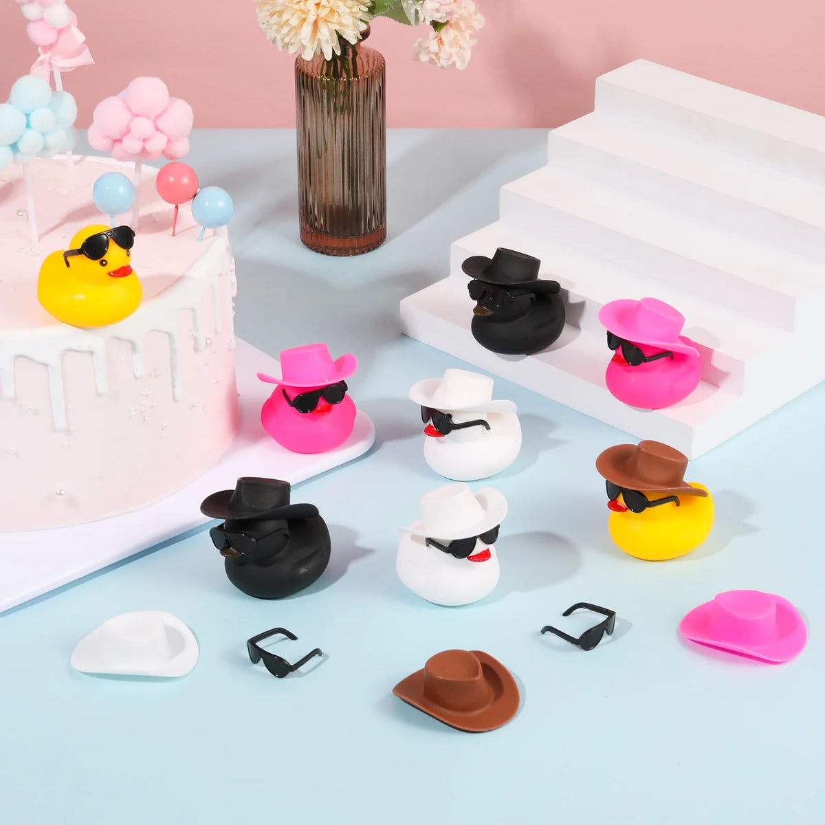 12 Pack Cowboy Rubber Duck with Hat and Sunglasses T3275