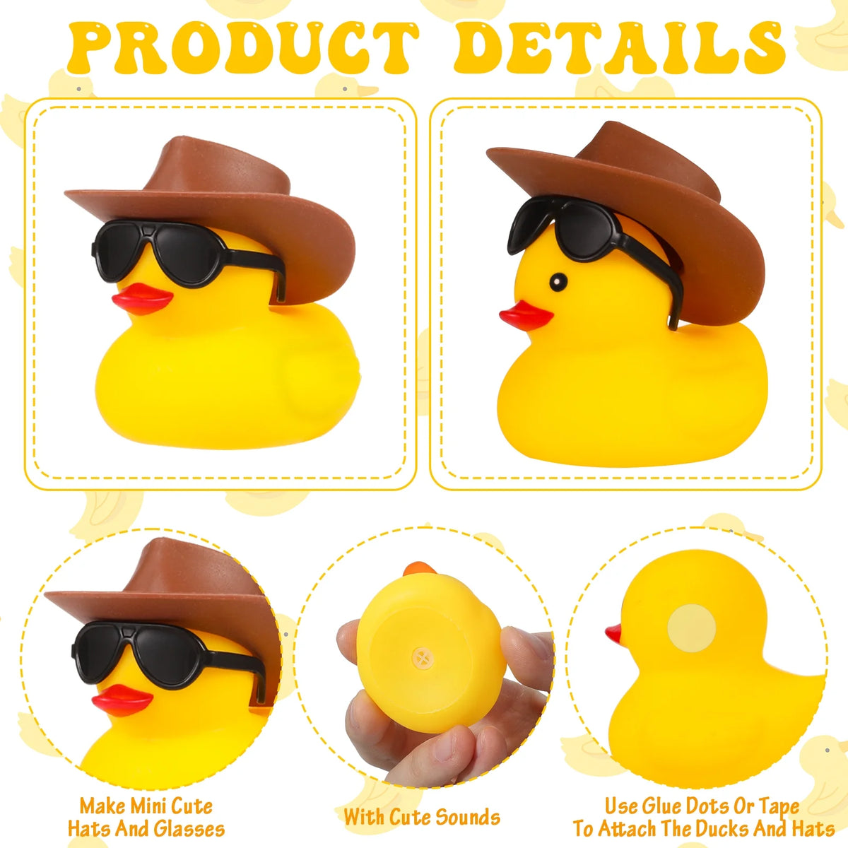 12 Pack Cowboy Rubber Duck with Hat and Sunglasses T3275