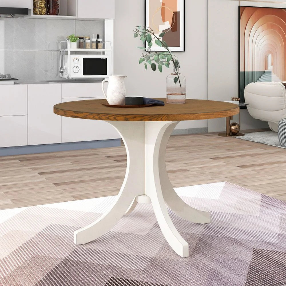 Mid-Century Solid Wood Round Dining Table B13010