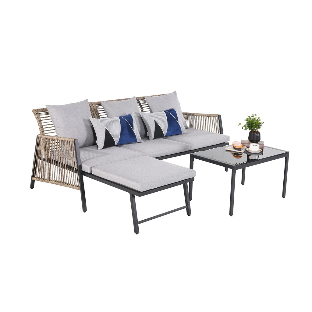 3 Pieces All Weather Patio Sofa B93675