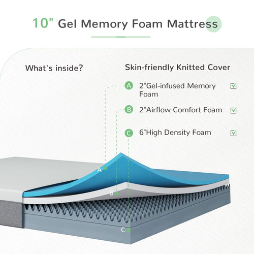 10 inch Cooling Gel Memory Foam Queen Mattress P197