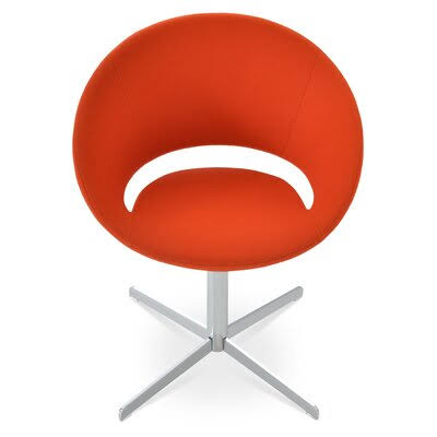 Orange Leatherette Swivel Papasan Chair H692